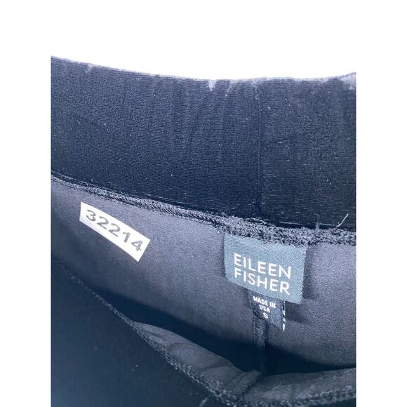 EILEEN FISHER Velvet Pants Small Stretch Jersey Pull On Elastic Waist Black USA - Picture 8 of 8